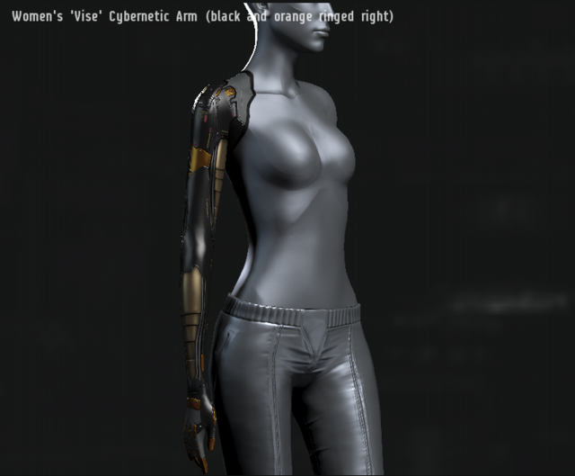 Women's 'Vise' Cybernetic Arm (black and orange ringed right).png